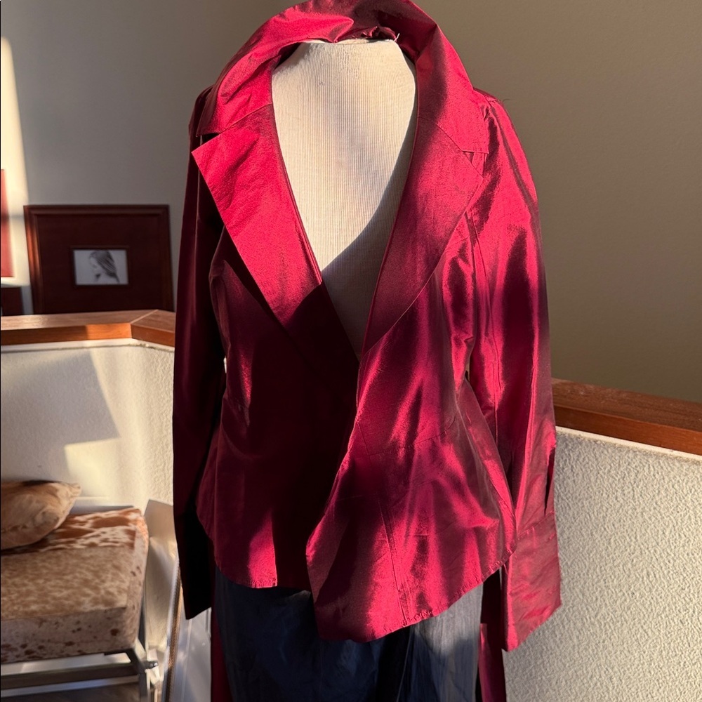 Ann Taylor pure silk Burgundy red wrap top size 4 - Picture 8 of 9